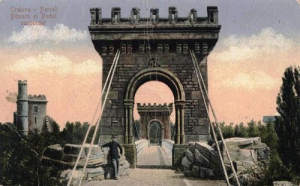 Podul suspendat din Parcul Bibescu, actualul Romanescu, anul 1914.jpg